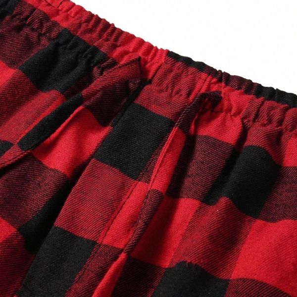 Herren Hosen Rot Plaid Pyjama Hosen Nachtwäsche Casual Plaid Hosen Lose Sport Hosen Pyjama Nachtwäsche Buff Fi e80a #