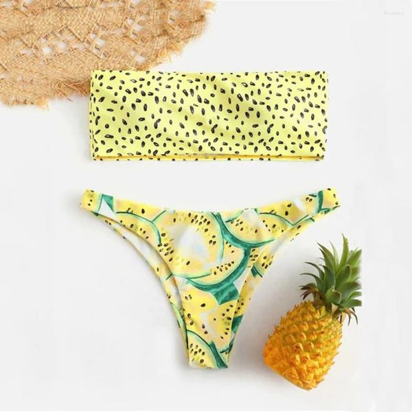 Damen-Bademode, sexy Damen-Sommer-Bikini-Set, bedruckt, schlauchförmig, zweiteiliger Bikini, Push-up-Badeanzug, Strandkleidung