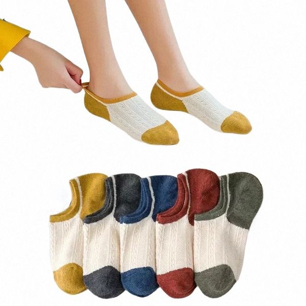 5 Paar Mädchen Socken für weibliche Frauen Sommer Herbst Neue Cott Nette Patchwork Knöchel Socken Kurze Socken Casual 35-40 j7Gw #