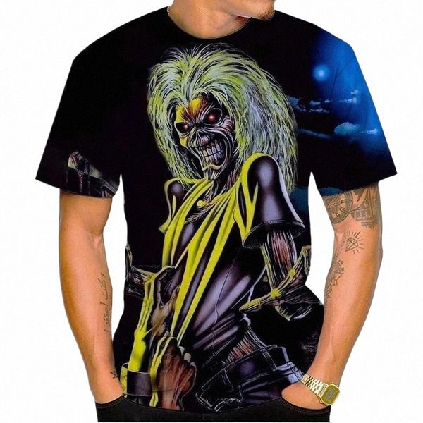 Venda quente New Live Dead 3D Impressão T-shirt Rock Music em torno do pescoço de manga curta Heavy Metal Fi Casual Masculino Top unissex x2y3 #