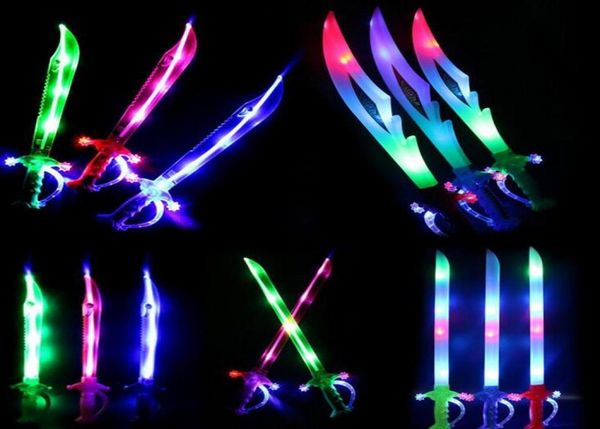 Light Up Ninja Espadas Movimento Ativado Som Piscando Pirata Buccaneer Espada Crianças LED Piscando Brinquedo Glow Stick Party Favors Presente Li1004102