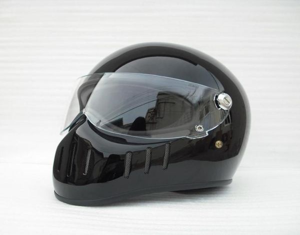 Capacete vintage de rosto inteiro FPR com viseira transparente porco mounth para bicicleta de sujeira Cafe racer casco mocular personalizado motocross cyclin4305405