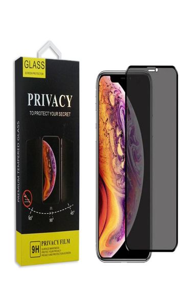 3D Curvo Cobertura Completa Privacidade Vidro Temperado Para iPhone 11 Pro Max Anti Spy Peeping Glare Protetor de Tela Para iPhone 6 7 8 Com Pa3606273