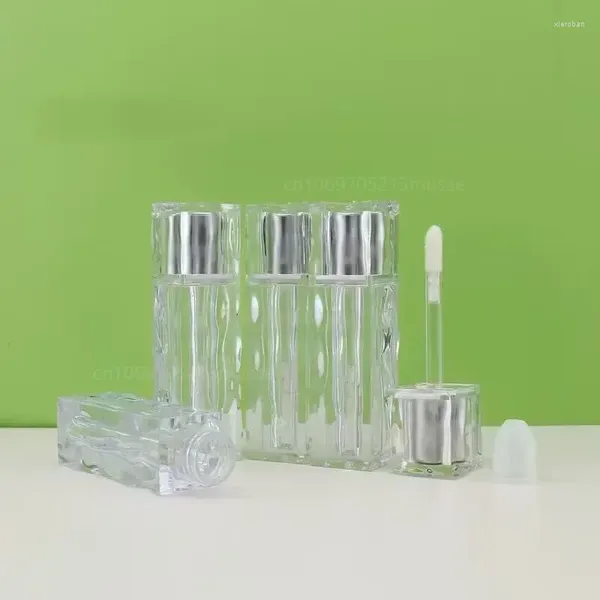 Garrafas de armazenamento 1 pc vazio portátil 3ml quadrado ondulado grão lip gloss tubo diy plástico claro esmalte tubos recipiente de embalagem cosmética