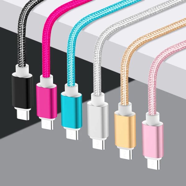 Кабели для зарядки и передачи данных USB Type C 1 м, 2 м, 3 м для Samsung ap 7, 8, прочный плетеный нейлоновый кабель для сотового телефона USB 2,0, кабель для передачи данных