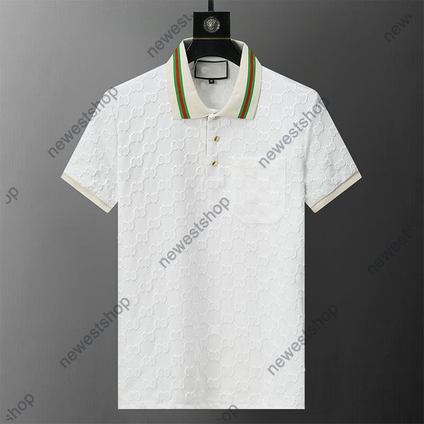 T-shirt da uomo firmate Polo da uomo tinta unita Doppia lettera stampata polo a maniche corte magliette in cotone da donna Nero bianco blu colletto rovesciato maglietta classica XXXL