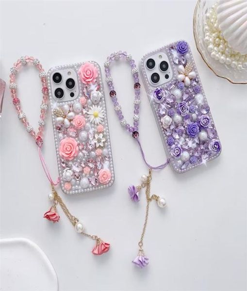 Capas de telefone celular de luxo brilhante para iPhone 14 14plus 14pro 13 13pro 12 Pro Max 11 Clear Glitter Rhine Stone Case Bling Shiney Cover5064896