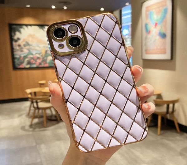 Neue Luxus-6D-Galvanik-Telefonhüllen für iPhone 13 11 12 Pro X XR XS Max 7 8 Plus Candy Color Soft Lattice Stoßfeste Rückseite Cov1309246