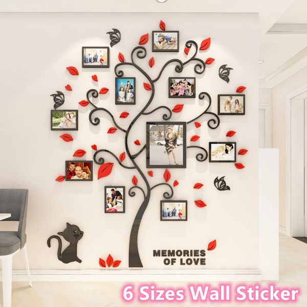 Rahmen Weihnachten 3D Wandaufkleber Acryl Stammbaum DIY Fotorahmen für Wohnzimmer Schlafzimmer Tapeten Abziehbilder Kunst Weihnachten Home Art Decor