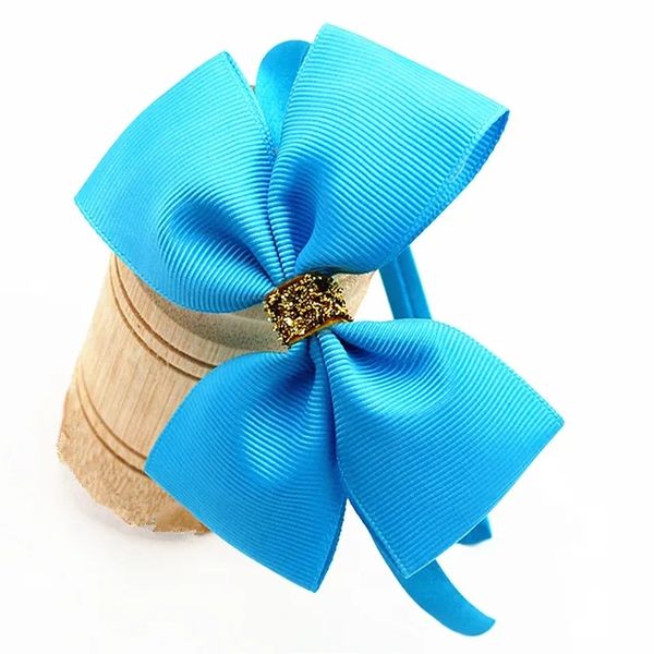 New Fashion Ribbon Girls Bow Fascia per bambini Colori caramelle Fascia per capelli Fiocco a nastro Accessori per capelli a cerchio con testa solida fatti a mano