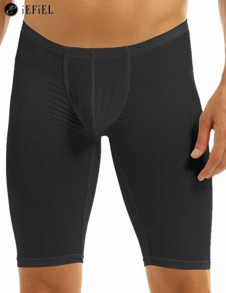 Мужские шелковистые Compri Base Layer Yoga Capris Bulge Pouch Тренажерный зал Спортивные шорты Колготки Плавки Трусы I3cm #