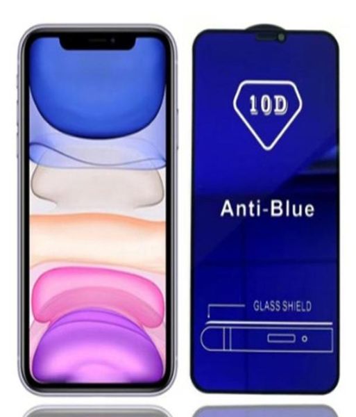 Displayschutzfolie für iPhone 14 Pro Max 13 Mini 12 11 XS XR X 8 7 6 Plus SE 10D AntiBlue gehärtetes Glas 9H Full Cover Film Shield 7129242