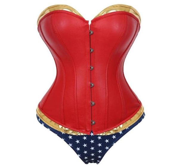 Mulheres Sexy Faux Couro Overbust Espartilho Bustier Top Cintura Cincher Corpo Shaper Espartilhos Bustiers Lingerie Plus Size Korsett 2205248745290