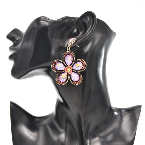 Ohrstecker 2024 Koreanische Mode Bunte Kristallblume Baumeln Für Frauen Super Fee Sommer Strand Party Nette Earr Schmuck Geschenk