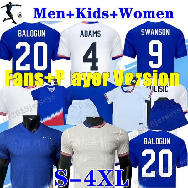 24 25 Pulisic McKennie Jersey Ertz Altidore Press Wood Morgan Lloyd 2024 2025 America Shirt Football States Camisetas USMN USMNT Player Men Kit