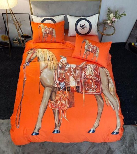 2022 orange Bettwäsche-Sets, 4-teilig, Samt, Queen-Size-Bett, Bettdecken-Sets, Kissenbezüge, Luxus-King-Size-Bettlaken-Sets, Heimdekoration 5030656