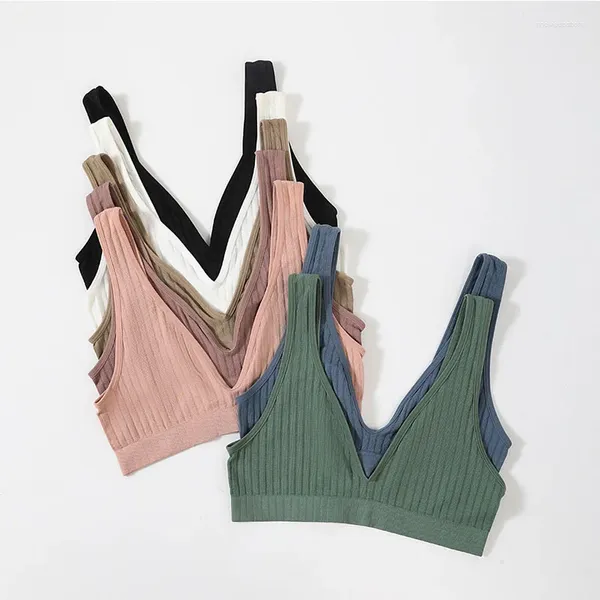 Yoga roupa mulheres sem costura sutiã esportivo mergulho profundo v sexy colheita tops roupa interior feminina sem costas bralette sutiãs femininos