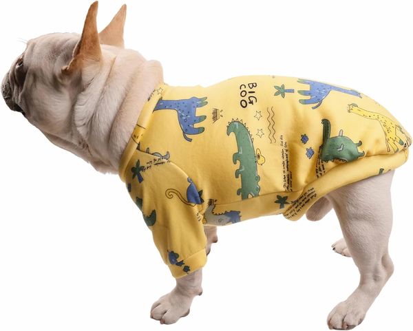 Roupas de bulldog francês beinwfyiy, suéteres de lã de cão de outono de desenho animado para cães de tamanho médio menino menino menino