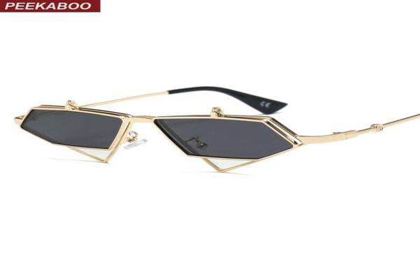 Peekaboo Gold Steampunk Flip Up Sonnenbrille Männer Vintage rot Metallrahmen Dreieck Sonnenbrille für Frauen 2019 UV400 Y2006192031697