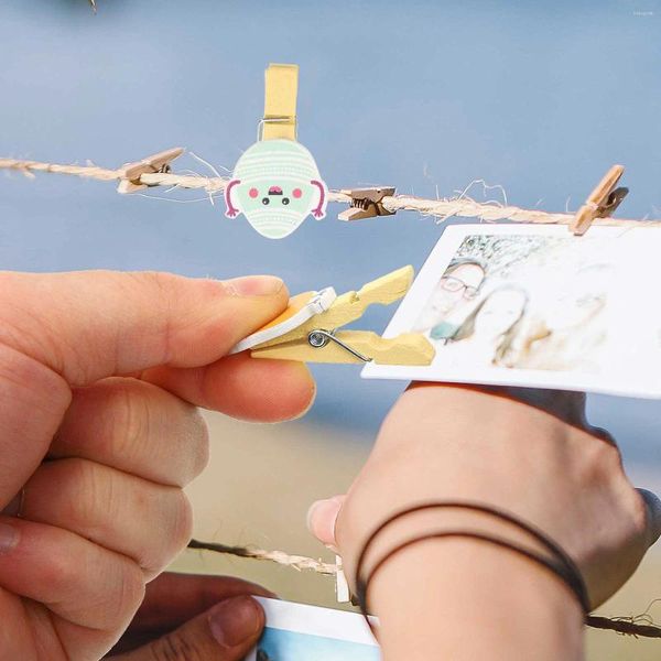 Çerçeveler Mini Ahşap Paskalya Klipsleri Po Kağıt Peg Pim Craft Clothespins Giysiler Pimleri Doğal