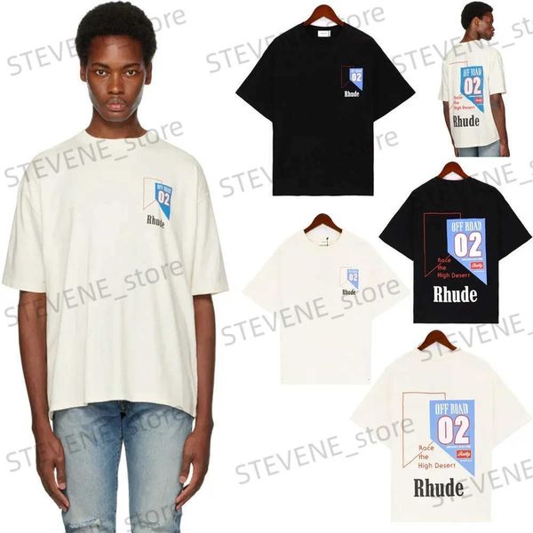 Herren T-Shirts Strtwear Race The High Desert Buchstaben Druck T-Shirt Männer Paar Stil Klassische Vintage Waschung Mode Übergroße Hip Hop T T240325