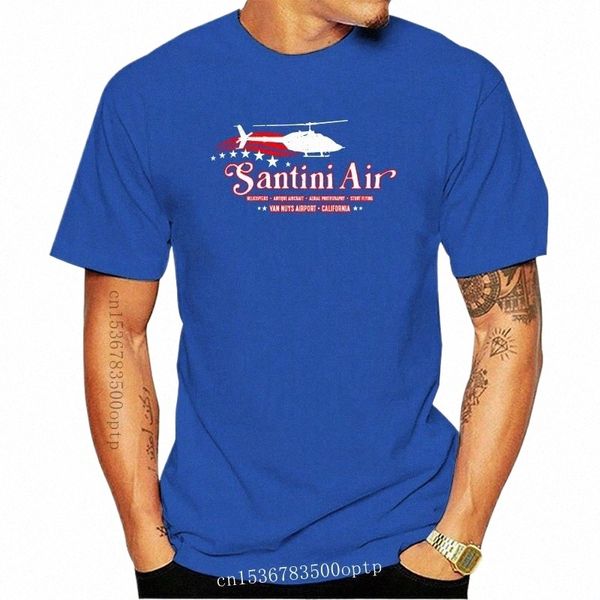 Roupas masculinas Santini Air Airwolf Inspired T-Shirt - Retro 80S Usa Helicopter Stunt Tv Tee Custom Print Camiseta q6rV #