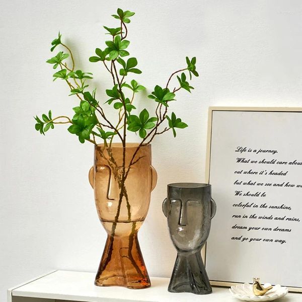 Vasen Glas Gesichtskunst Vase Ornamente Blumenarrangement Gerät Behälter Hydrokulturgerät Home Desktop Dekoration