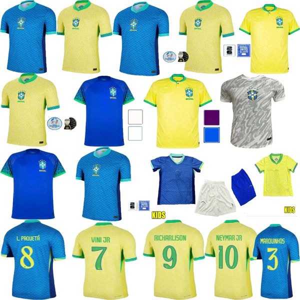 migliore qualità Popolare Five Stars 23 24 25 BRASILE NEYMAR maglie da calcio Camiseta de futbol PAQUETA RAPHINHA maglia da calcio maillots MARQUINHOS RICHARLISON UOMINI BAMBINI