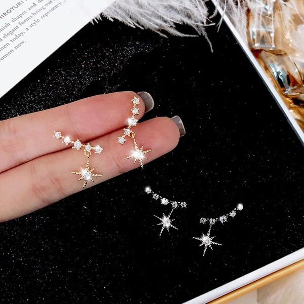 Orecchini a bottone moda coreana colore argento semplice pavé di cristallo strass stella per le donne regalo romantico di gioielli da sposa dolce