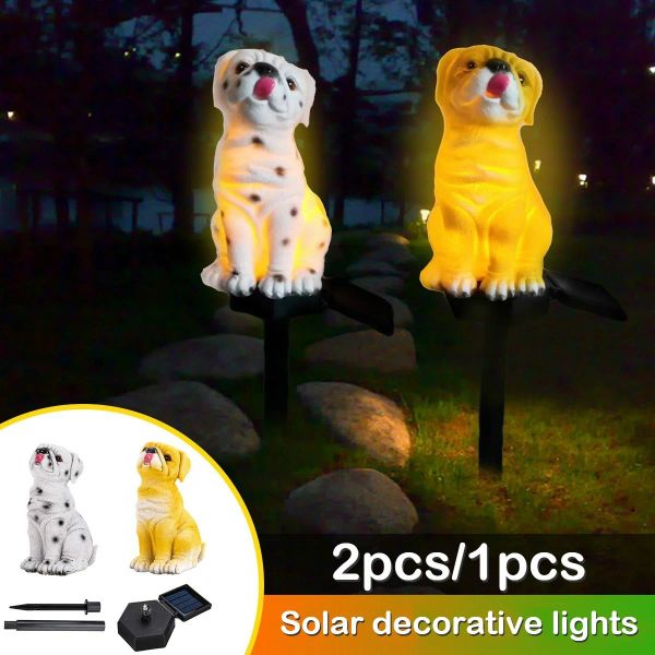 Heykeller Güneş enerjili LED ışıklar bahçe bahçe ev köpek çim lambası süsü açık dekor heykel bahçe dekoru