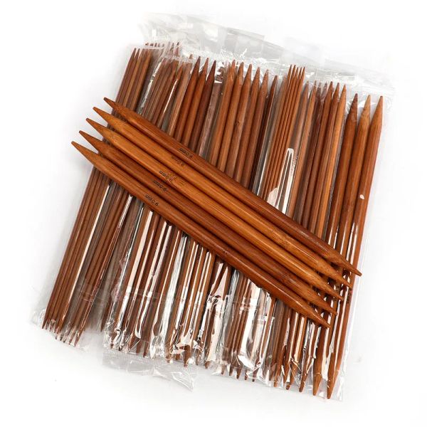 Stricken 75 Stück 20 cm doppelspitzige karbonisierte Bambus-Stricknadeln Strickgarn Weben Bastelmischung 15 Größen 2,010 mm Häkelnadel-Set