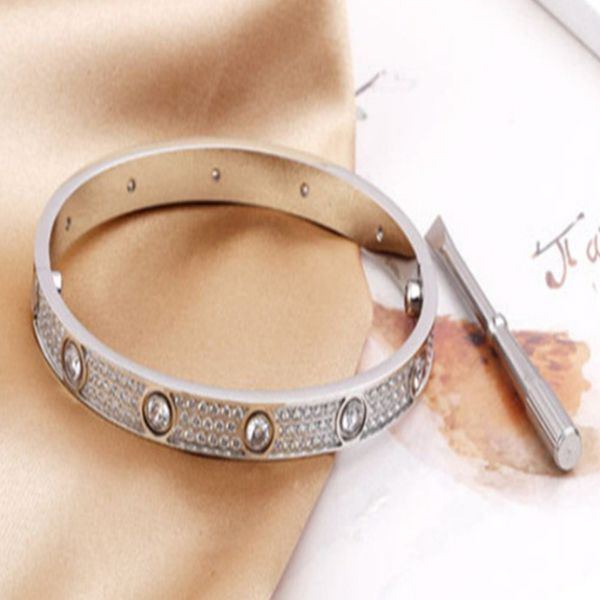 Luxuriöser Designer-Armreif, modisches Armband mit Diamant, klassisches Silber, goldenes Roségold für Damen und Herren, 18 Karat vergoldet, Diamant-Nagelarmbänder, Schmuck