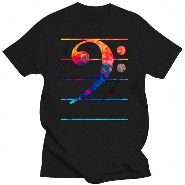 2022 Arte Música Camisetas Bass Clef Color Note Classic Print Camisetas Mens Verão Outono Streetwear Alta Qualidade Presente de Natal T G5bs #