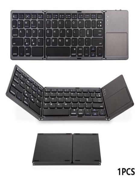 Mini Bluetooth Folding -Tastatur mit Touchpad Wireless Foldable Tastatur Drei zusammenklappende Gaming -Tastenplatine für Mobiltelefon Tablet P2221878