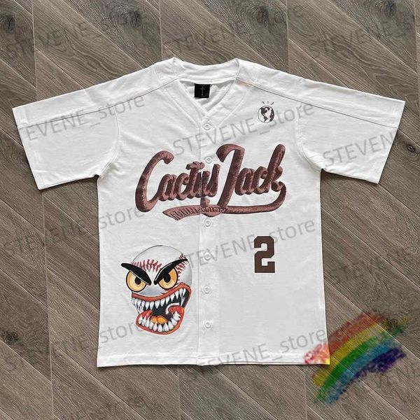 Homens camisetas V-pescoço Cardigan Cartoon Graffiti Imprimir Baseball Jersey Camiseta Homens Mulheres Alta Qualidade Top Ts T-shirt T240325