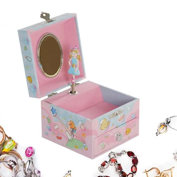 Boxes Dancing Girl Music Box Ornament Gioielli Organizzatore di magazzino con specchio per trucco e cassetti Music Jewelry Boys for Girls Kids Kids