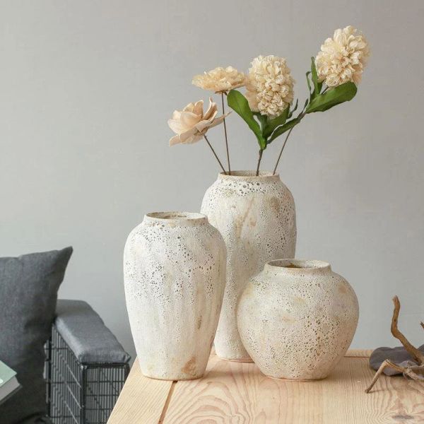 Filme Nordic Big Flower Vase moderne minimalistische Wohnzimmer Keramik getrocknete Blumen Keramik -Topf -Vasen Retro Rough Clay Töpfe Heimdekoration