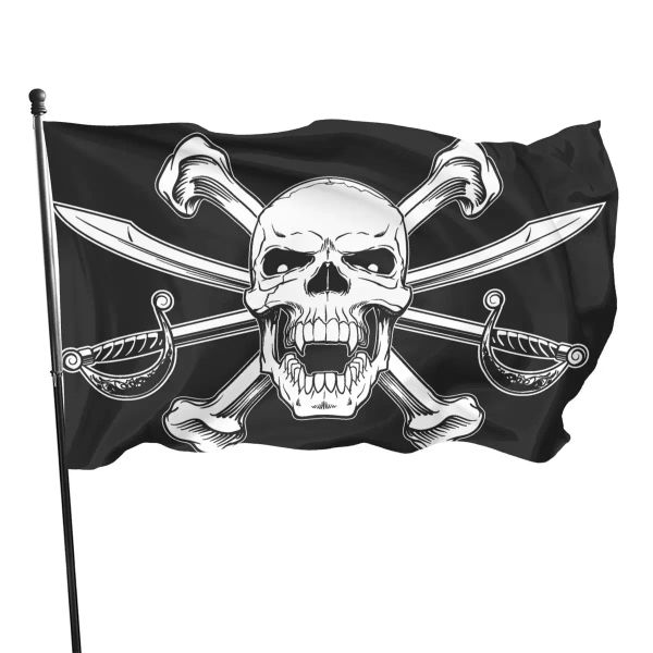 Zubehör Piratenkatze Totenkopf und gekreuzte Knochen Flagge Piratenschiff Flagge Kreuzmesser Piratenflaggen Totenkopf mit gekreuzten Knochen Flaggen Outdoor Indoor Party Dekor