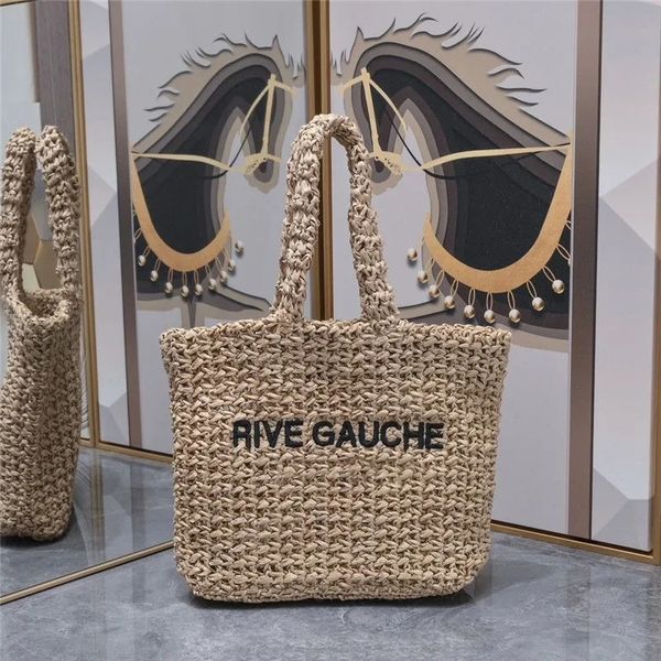 Borse firmate RIVE GAUCHE borsa morbida all'uncinetto in erba Nuova tessitura di erba cava Totes Donna Causa Borsa aperta a maglia per gli amanti Borse regalo di paglia 408002