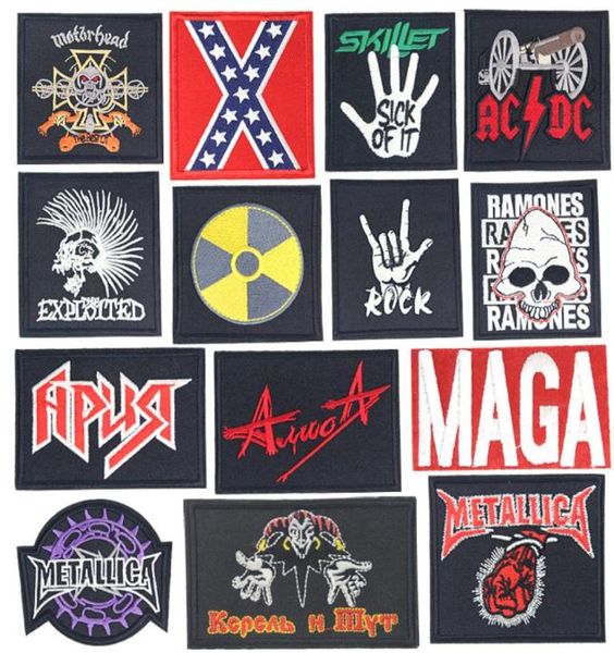 Jenniefashion Hippie Skull Patch Eisen auf Rock Patch Joker bestickte Patches für Kleidung Jacke Stoff Band Metal Music Applique6314796