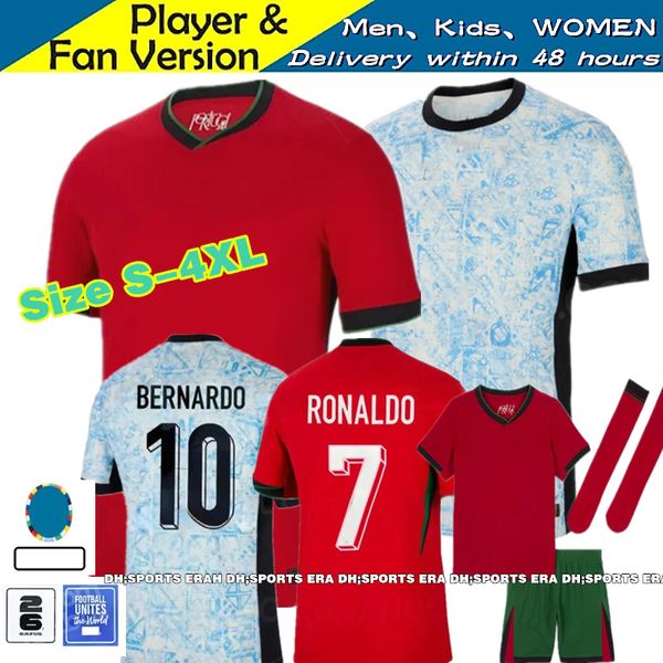 S-4xl 2024 Euro Cup Portuguesa Portogallo Maglie da calcio Donne Kit per bambini Kit 24 25 Squadra nazionale Ronaldo B.Fernandes Joao Felix Felix Fan Fan Football Shirt