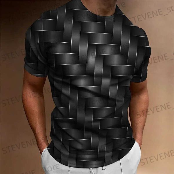 Homens camisetas Mens Camiseta Geométrica Gráfico Tops Crew Neck Vestuário 3D Impressão Ao Ar Livre Diário Curto Slve Moda Vintage Grande Tamanho Mens T T240325