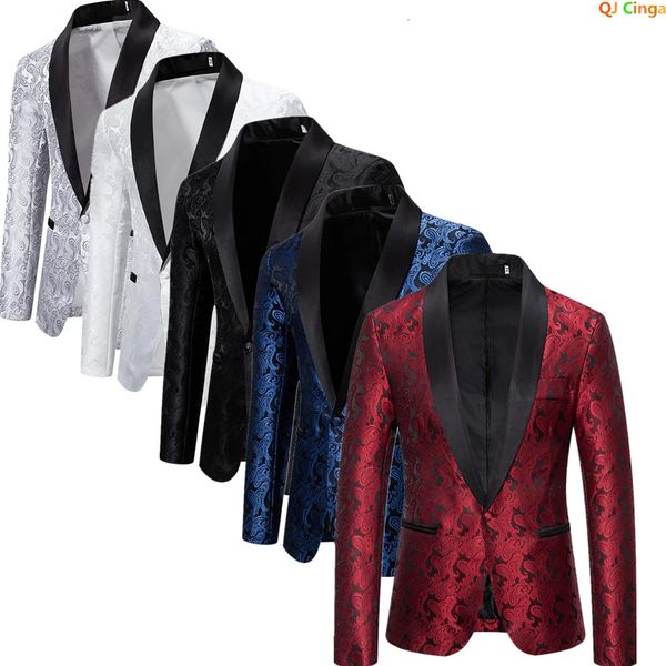 Красная куртка с цветком кешью, мужская куртка для свадебной вечеринки, белая, синяя, черная куртка S M L XL XXL 240326