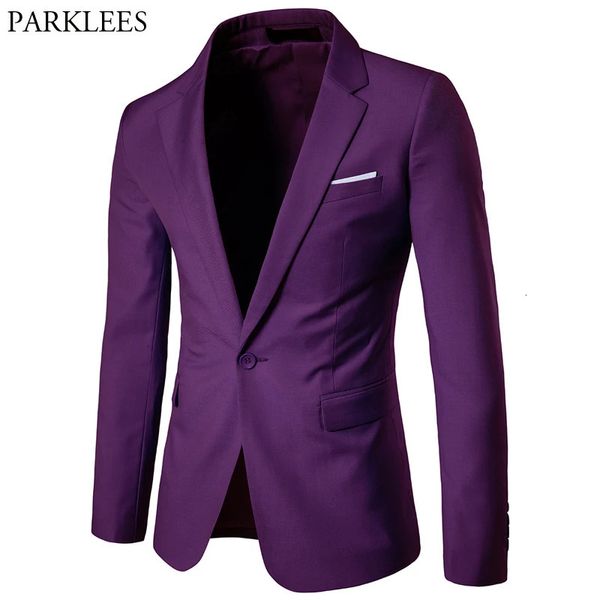 Masculino roxo um botão fino ajuste terno jaqueta 2024 primavera novo casamento negócio fraque jaqueta roupas masculinas mariage 6xl 240326