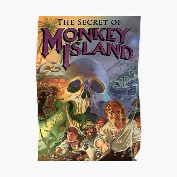 Kalligraphie Das Geheimnis von Monkey Island Poster Vintage Wanddekoration Raumdruck Home Bild Dekor Malerei Kunst Lustige Wand Kein Rahmen