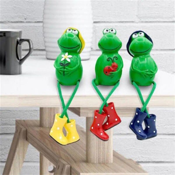 Dekorative Figuren, niedlicher hängender Fußfrosch, kreatives Kunstharz, Heimdekoration, baumelnde Beine, Desktop-Ornament, Gartenarbeit, lustige Geschenke