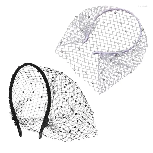 Haarclips 2pcs Sparkly Crystal Face Net Stirnband Stylish Hoop für Frauen Hochzeit Faszinator Strasshaar Ornament