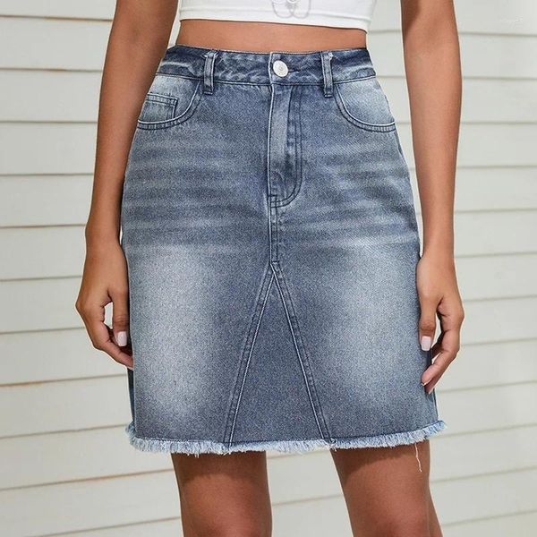 Юбки Lugentolo Синяя джинсовая юбка Женская уличная мода Мини-лето со средней талией Сексуальная нижняя часть
