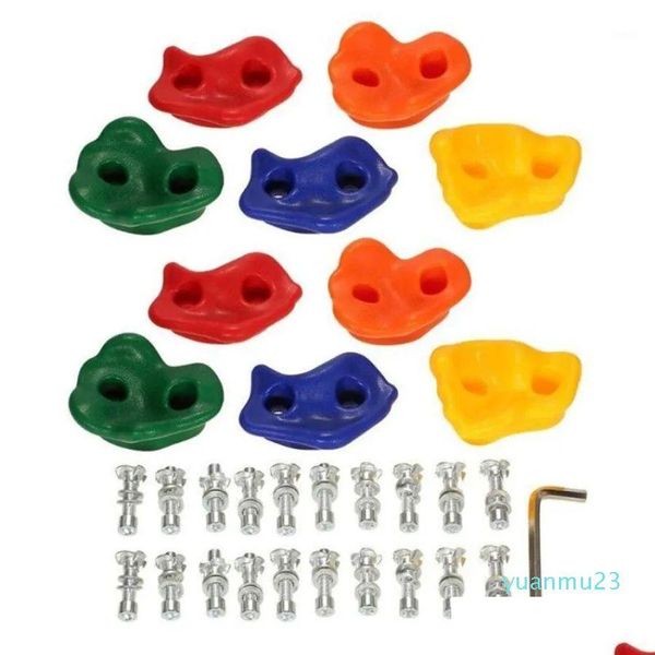 Corde, imbracature e corde per cinghie Confezione da 10 Kit di prese per arrampicata su roccia Set di pietre da muro Set di giocattoli per bambini da cortile con viti hardware di montaggio Dr Dhm3D