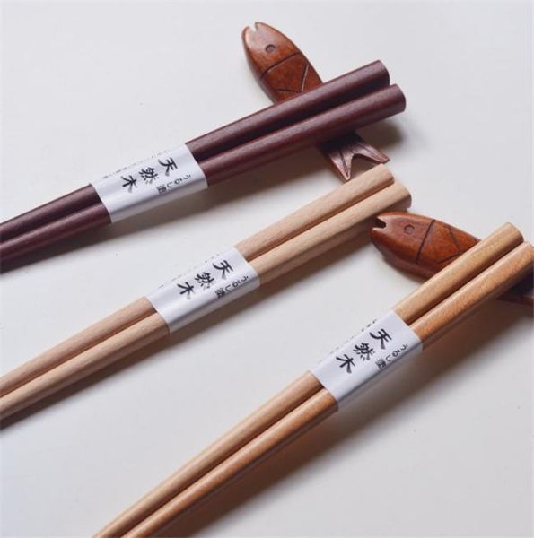 Bacchette riutilizzabili fatte a mano Bacchette in legno naturale giapponese di faggio Sushi Food Tools Bambino Impara usando le bacchette 18 cm DWA26965095400